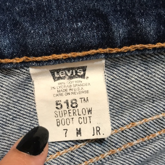 Levis 518 superlow boot cut 7 M Jr made in USA paper tag 29” - Picture 11 of 12